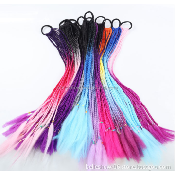 Hot sell Ombre Mixed Color Straight Synthetic Ponytail Wrap Around Ponytail Colorful small pigtail hair circle color ponytail